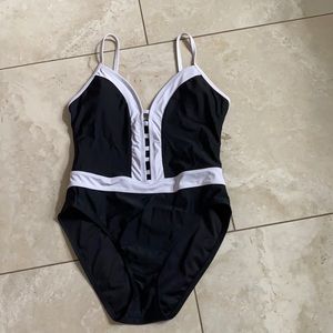 Padded Black and White Swimsuit
